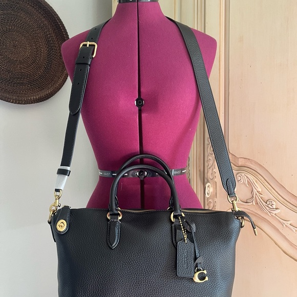 Authentic Coach Pebble Black Leather Cara Satchel - Picture 14 of 14